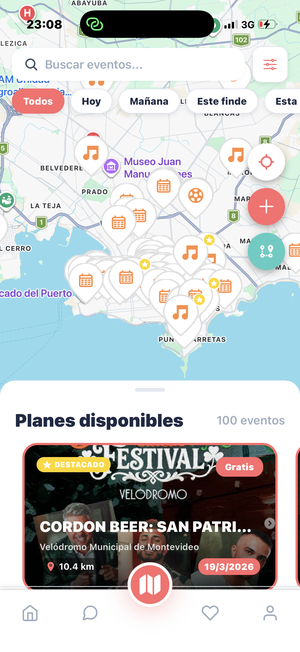 Mapa de eventos en HayPlan!